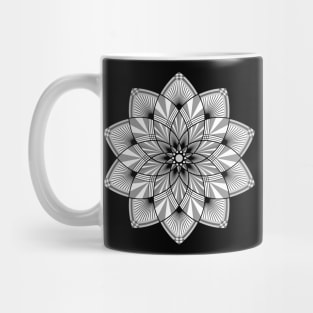 Floral Art Deco Mandala in Black and White Mug